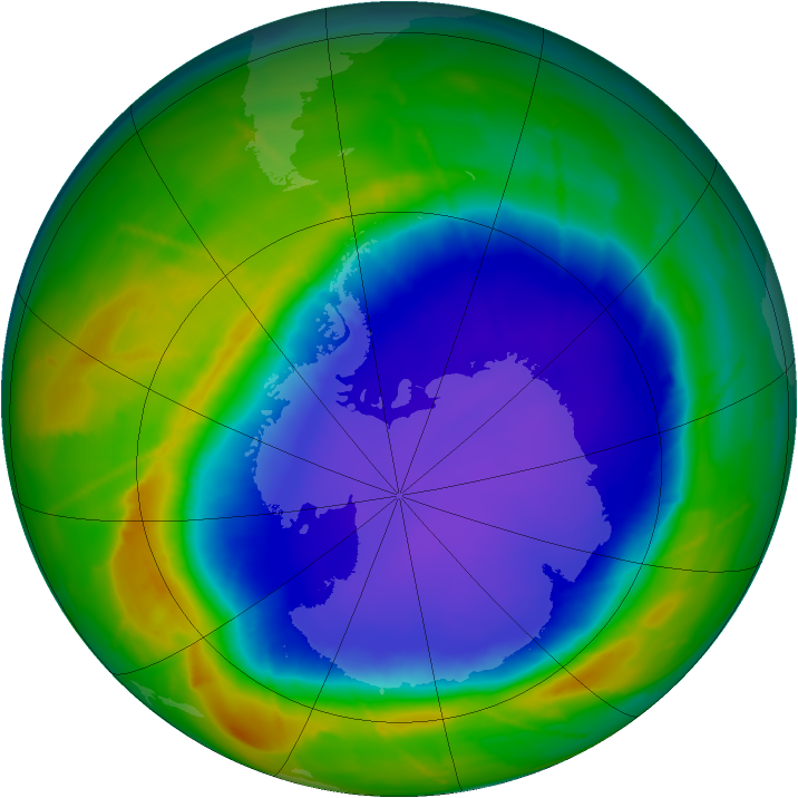 Antarctic ozone map for 29 September 2010